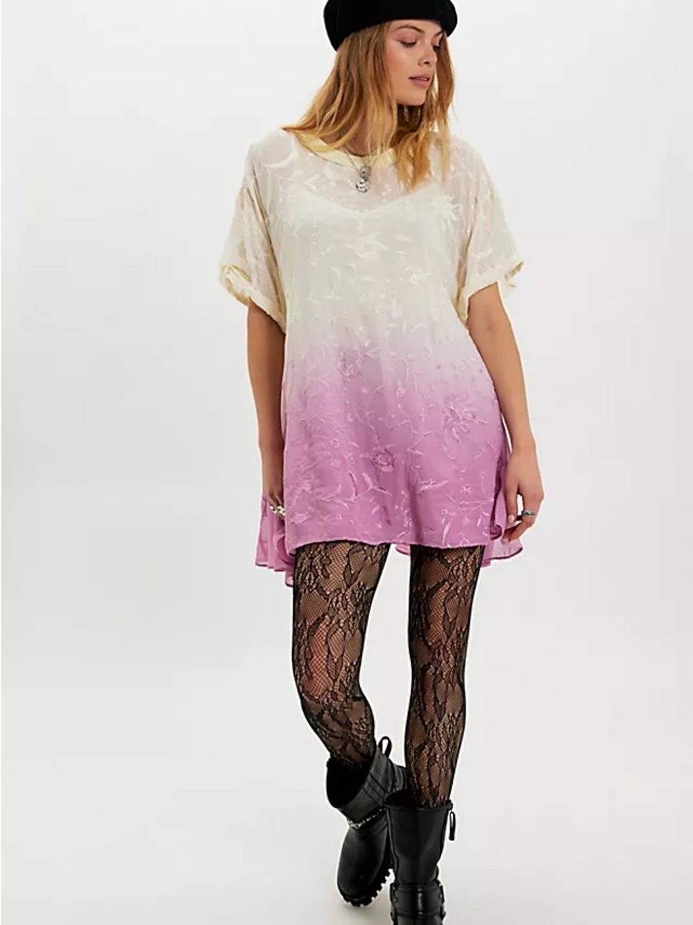 Free People Cream to Pink Ombre Mini Dress